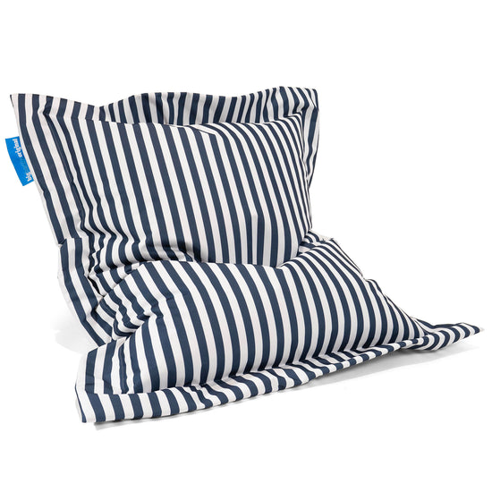 Cuscino Pouf Sacco XL, Pouf Letto - A Righe Blu Navy 03