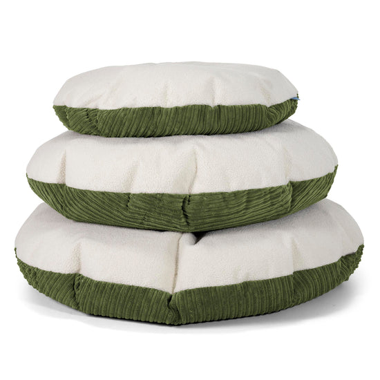 Flexforma Pouf Sacco Rotondo da Pavimento per Bambini 1-3 anni - Bouclé & Velluto a Coste Verde Foresta 03