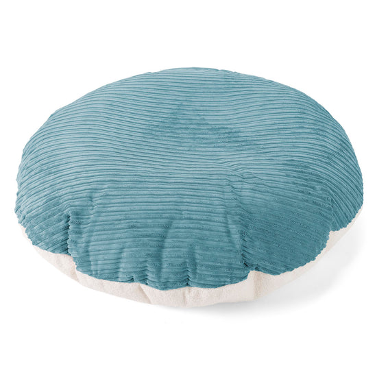 Flexforma Pouf Sacco Rotondo da Pavimento per Bambini 2-14 anni - Bouclé & Velluto a Coste Egeo Blu 01