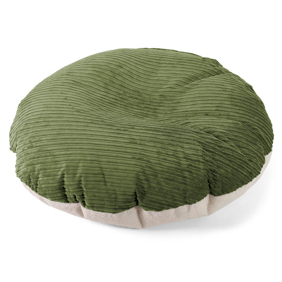 Flexforma Pouf Sacco Rotondo da Pavimento per Adulti - Bouclé & Velluto a Coste Verde Foresta 01