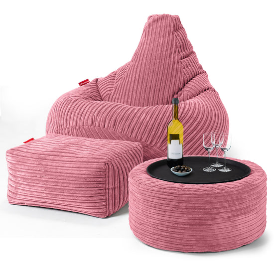 Poltrona Sacco Pouf 'Gioco' - Velluto a Coste Corallo 03