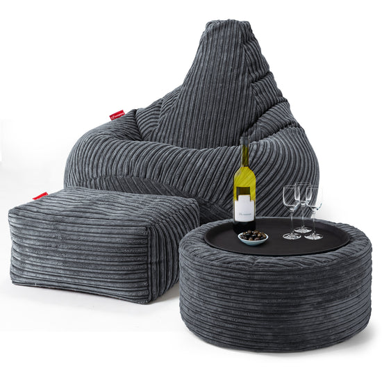 Poltrona Sacco Pouf 'Gioco' - Velluto a Coste Ardesia 03