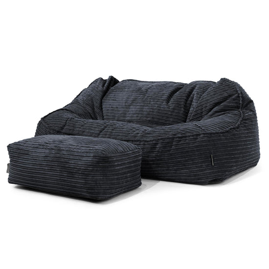 Divano Sacco Oversize Sloucher - Velluto a Coste Nero 02