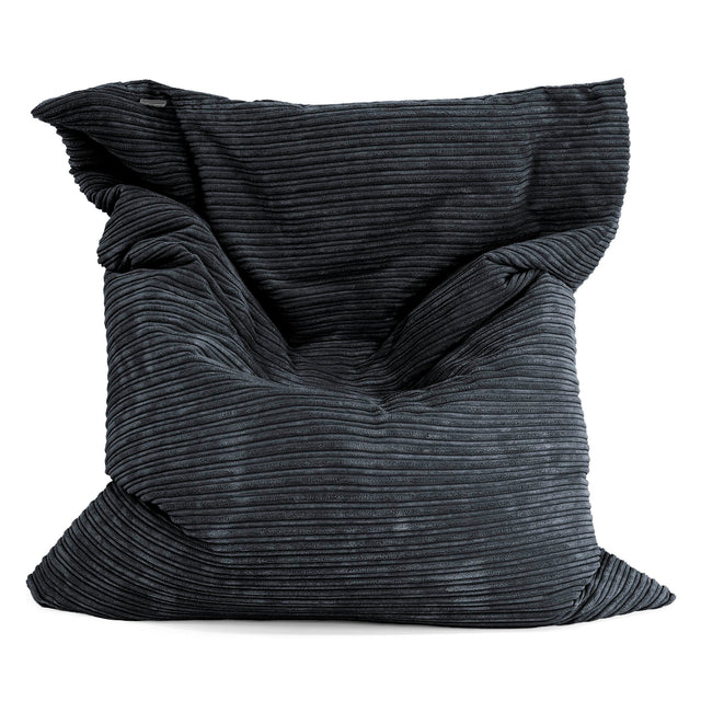 Cuscino Pouf Sacco XL - Velluto a Coste Nero 01