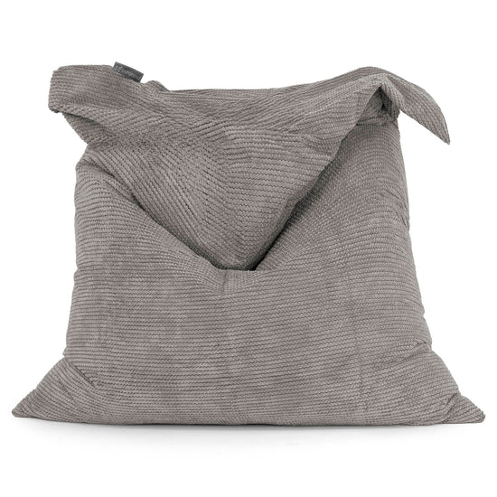 Cuscino Pouf Sacco XL - Pompon Carbone Grigio 01