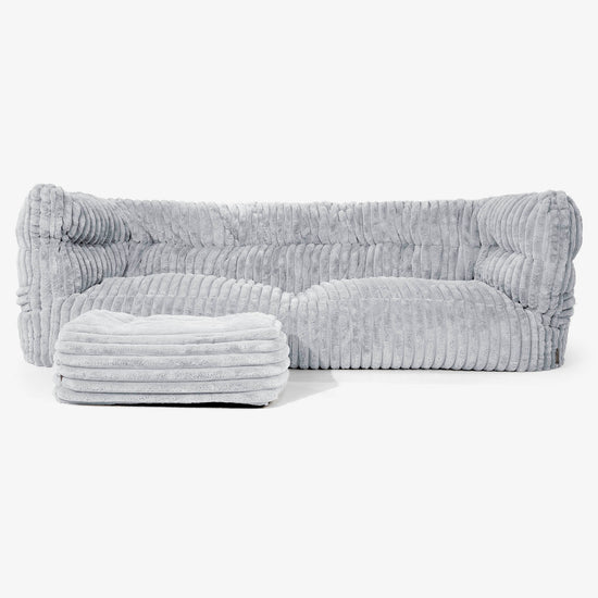 Albert Pouf Divano 3 posti 2.0 - Velluto Felpato Ultra Morbido Azzurro Uovo di Anatra 02