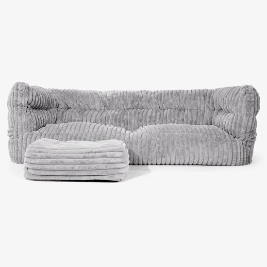 Albert Pouf Divano 3 posti 2.0 - Velluto Felpato Ultra Morbido Grigio 02