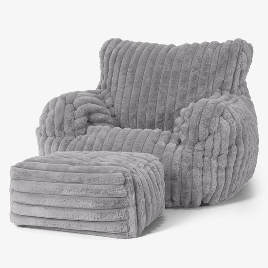 Josephine Poltrona Sacco, Pouf - Velluto Felpato Ultra Morbido Grigio 02