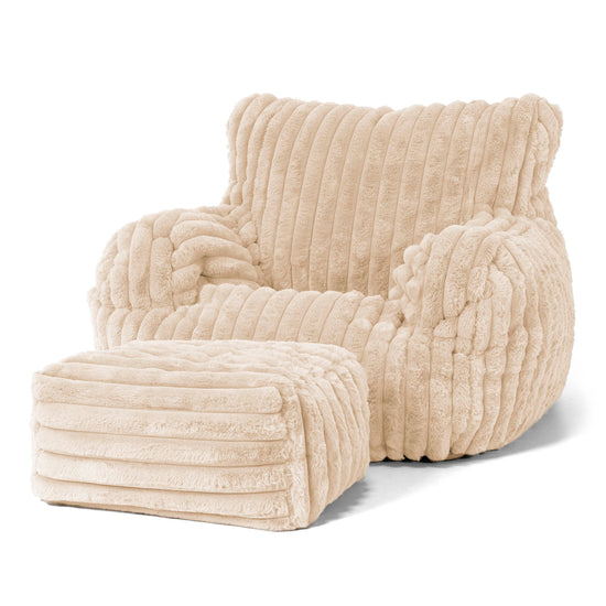 Josephine Poltrona Sacco, Pouf - Velluto Felpato Ultra Morbido Panna 02