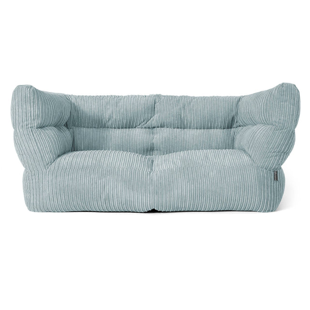 Louis Pouf Divano 2 posti - Velluto a Coste Verde Menta 01