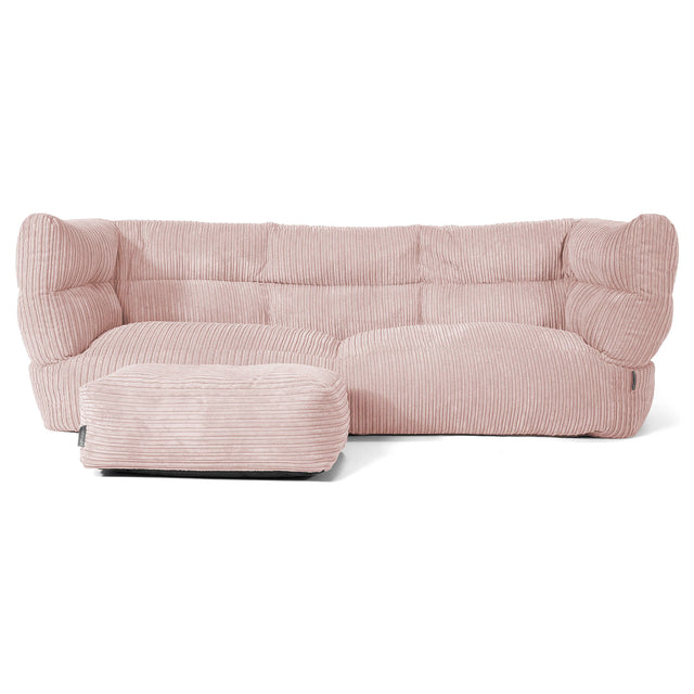 Louis Pouf Divano 3 posti - Velluto a Coste Rosa Cipria 02