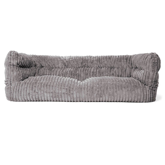 Louis Pouf Divano 3 posti - Velluto Felpato Ultra Morbido Grigio 01