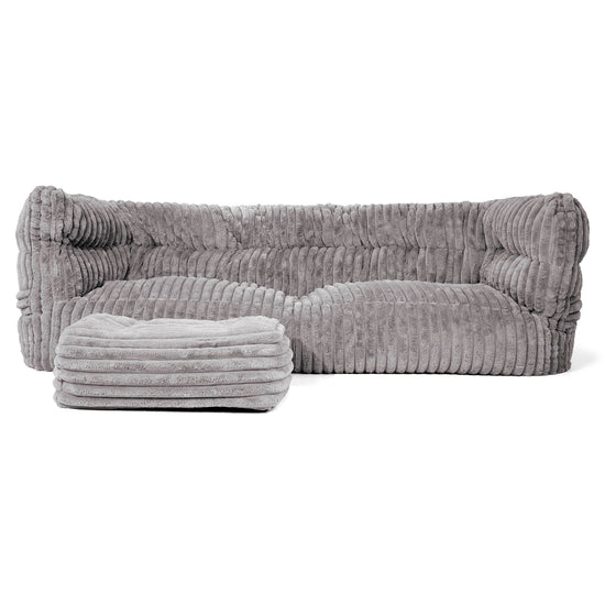 Louis Pouf Divano 3 posti - Velluto Felpato Ultra Morbido Grigio 02