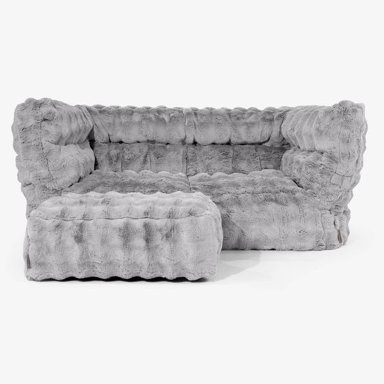 Albert Pouf Divano 2 posti 2.0 - Pelliccia Sintetica a Bolle Grigio 02