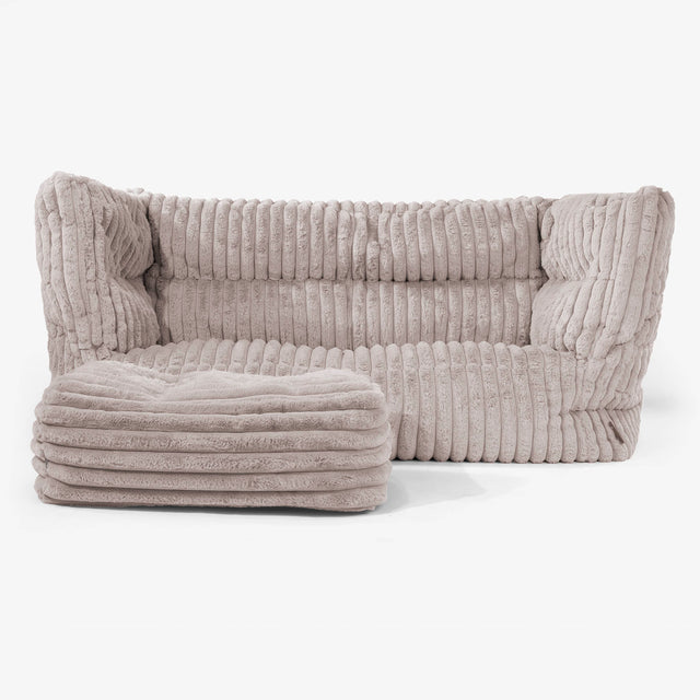 Albert Pouf Divano 2 posti 2.0 - Velluto Felpato Ultra Morbido Visone 02