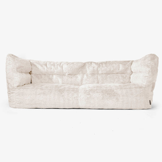 Albert Pouf Divano 3 posti 2.0 - Pelliccia Di Coniglio Bianco 01