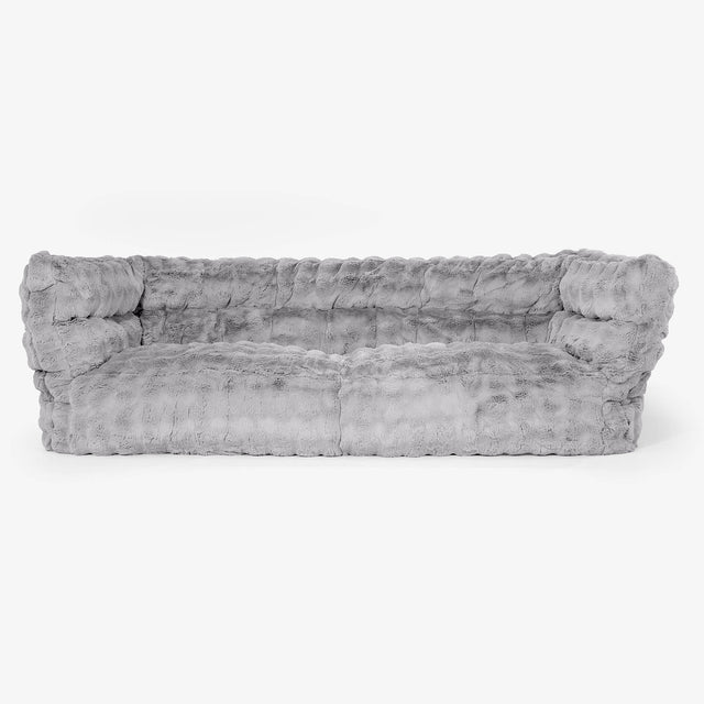 Albert Pouf Divano 3 posti 2.0 - Pelliccia Sintetica a Bolle Grigio 01