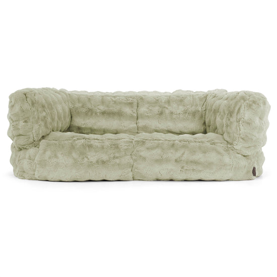 Albert Pouf Divano 2 posti - Pelliccia Sintetica a Bolle Verde Salvia 01