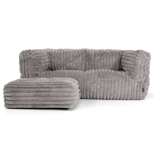 Albert Pouf Divano 2 posti - Velluto Felpato Ultra Morbido Grigio2