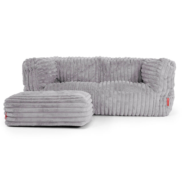 Albert Pouf Divano 2 posti - Velluto Felpato Ultra Morbido Grigio2