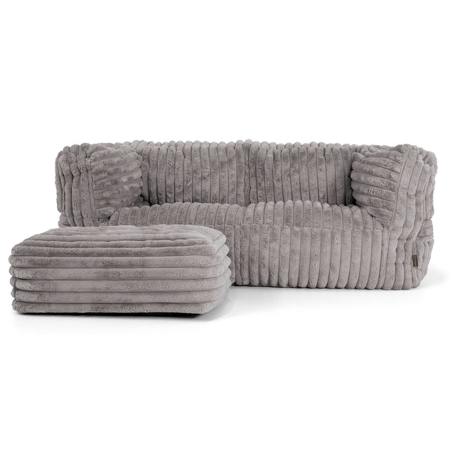 Albert Pouf Divano 2 posti - Velluto Felpato Ultra Morbido Grigio2