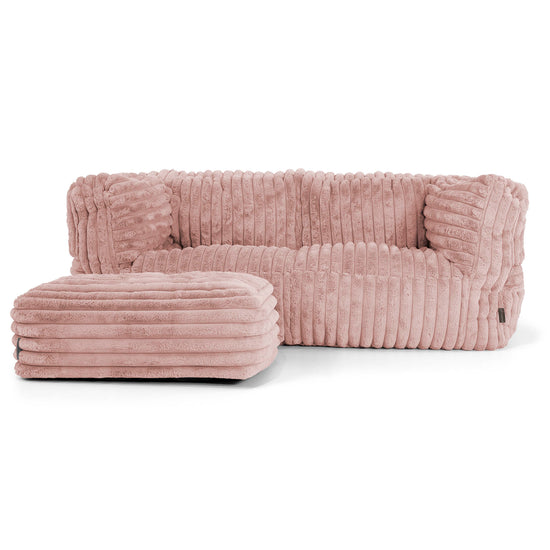 Albert Pouf Divano 2 posti - Velluto Felpato Ultra Morbido Rosa Antico2