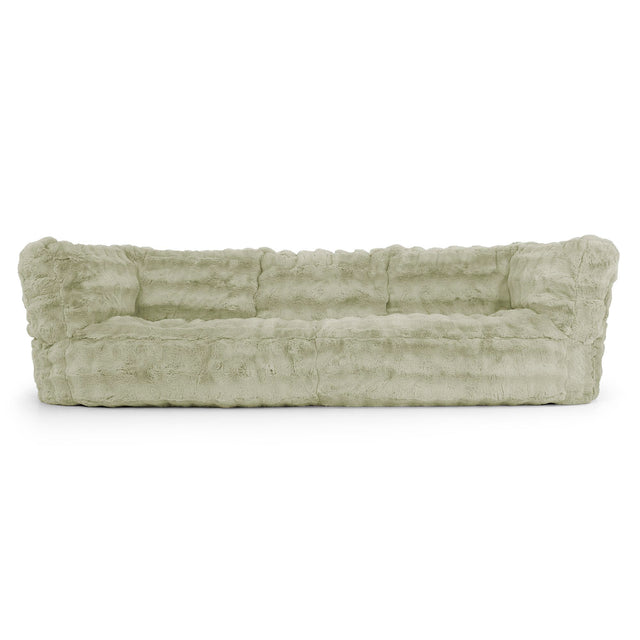 Albert Pouf Divano 3 posti - Pelliccia Sintetica a Bolle Verde Salvia 01