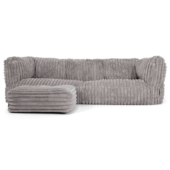 Albert Pouf Divano 3 posti - Velluto Felpato Ultra Morbido Grigio2