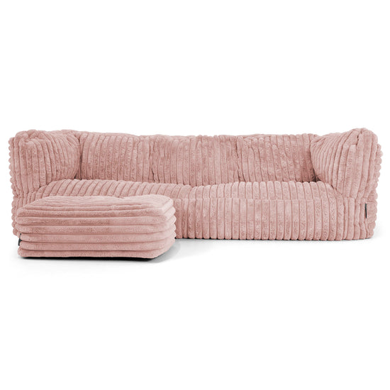Albert Pouf Divano 3 posti - Velluto Felpato Ultra Morbido Rosa Antico2