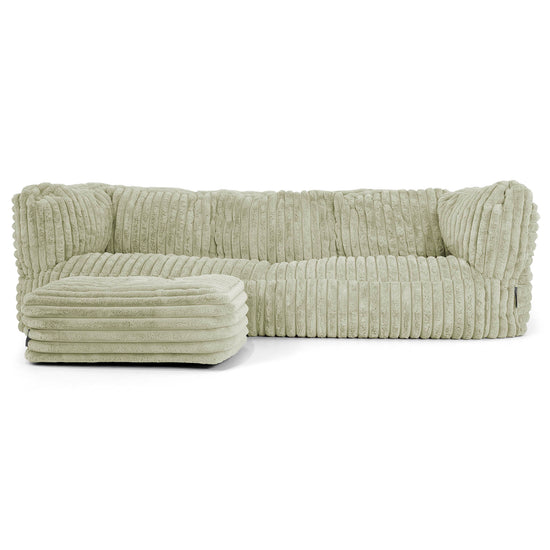 Albert Pouf Divano 3 posti - Velluto Felpato Ultra Morbido Verde Salvia2
