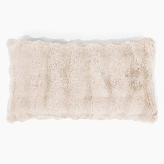 Fodera per Cuscino Rettangolare Gigante 40 x 70cm - Pelliccia Sintetica a Bolle Panna 01