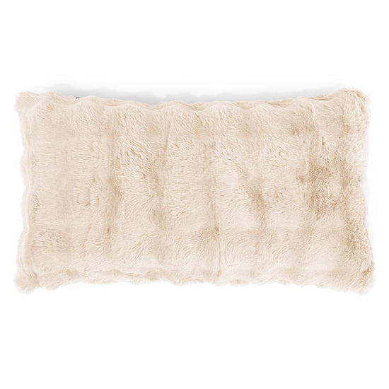 Fodera per Cuscino Rettangolare Gigante 40 x 70cm - Pelliccia Sintetica a Bolle Panna 01