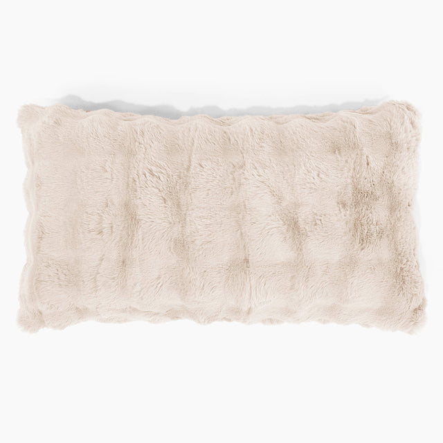Fodera per Cuscino Rettangolare Gigante 40 x 70cm - Pelliccia Sintetica a Bolle Panna 01