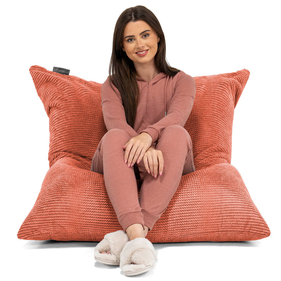 Cuscino Pouf Sacco XL - Pompon Arancione Zucca 02