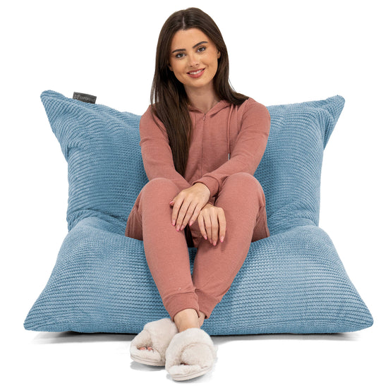 Cuscino Pouf Sacco XL - Pompon Cielo 02