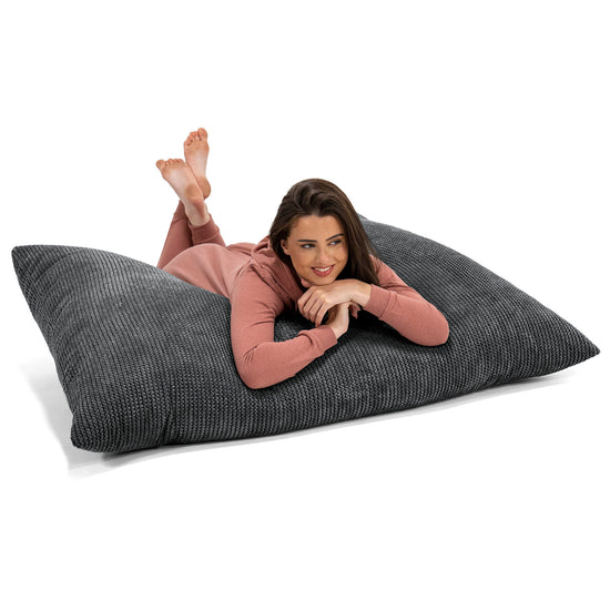 Cuscino Pouf Sacco XL - Pompon Nero 03