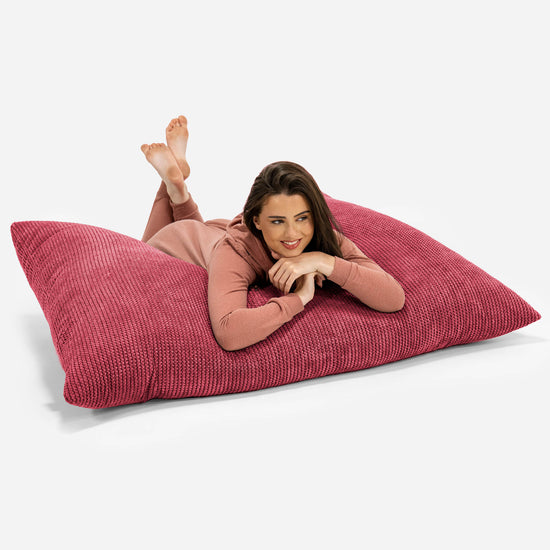 Cuscino Pouf Sacco XL - Pompon Rosso pastello 03