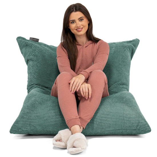 Cuscino Pouf Sacco XL - Pompon Verde Muschio 02
