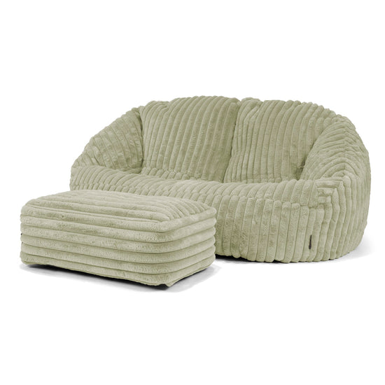Divano a Sacco Bubble - Velluto Felpato Ultra Morbido Verde Salvia 03
