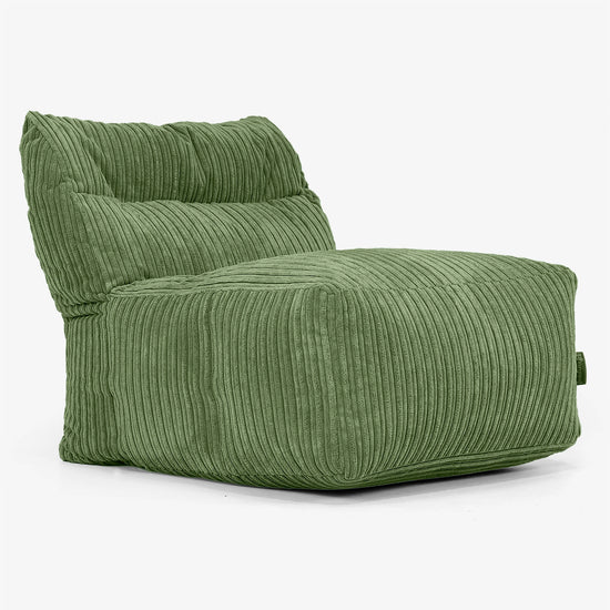 Divano Modulabile Pouf, Sezione Centrale - Velluto a Coste Verde Foresta 01