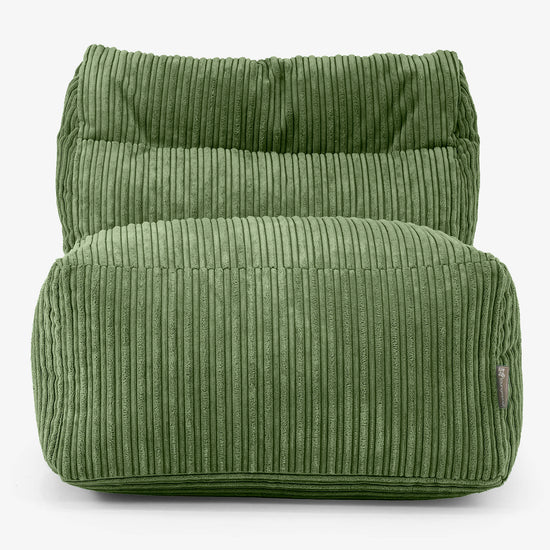 Divano Modulabile Pouf, Sezione Centrale - Velluto a Coste Verde Foresta 02