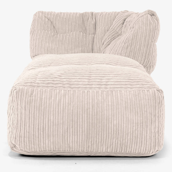 Divano Modulabile Pouf, Sezione Chaise Destra - Velluto a Coste Avorio 02