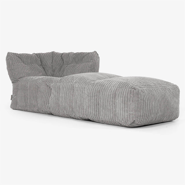 Divano Modulabile Pouf, Sezione Chaise Destra - Velluto a Coste Grafite 01