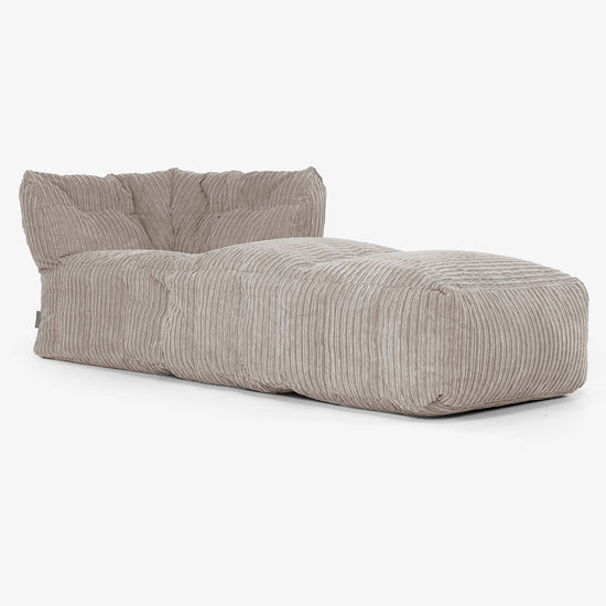 Divano Modulabile Pouf, Sezione Chaise Destra - Velluto a Coste Grigio Tortora 01