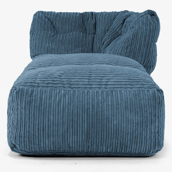 Divano Modulabile Pouf, Sezione Chaise Destra - Velluto a Coste Navy 02