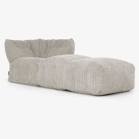 Divano Modulabile Pouf, Sezione Chaise Destra - Velluto a Coste Visone 01