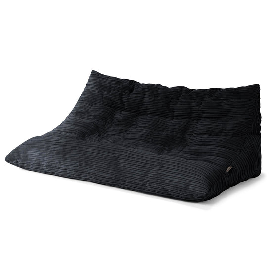 Divano Pouf da Pavimento Noah - Velluto a Coste Nero 02