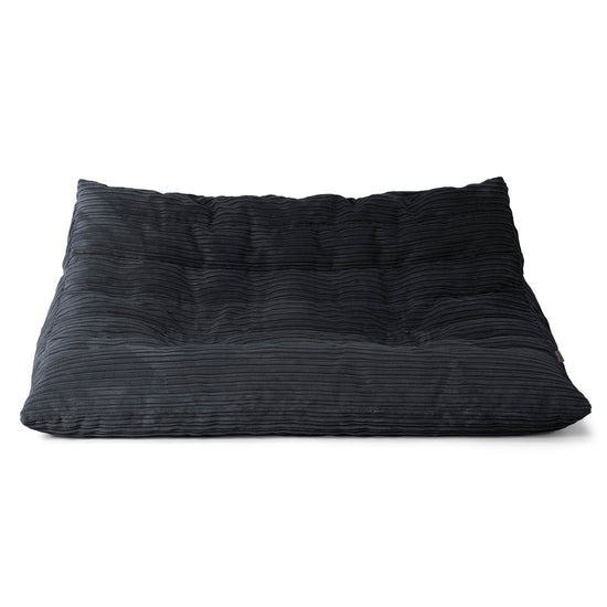 Divano Pouf da Pavimento Noah - Velluto a Coste Nero 01