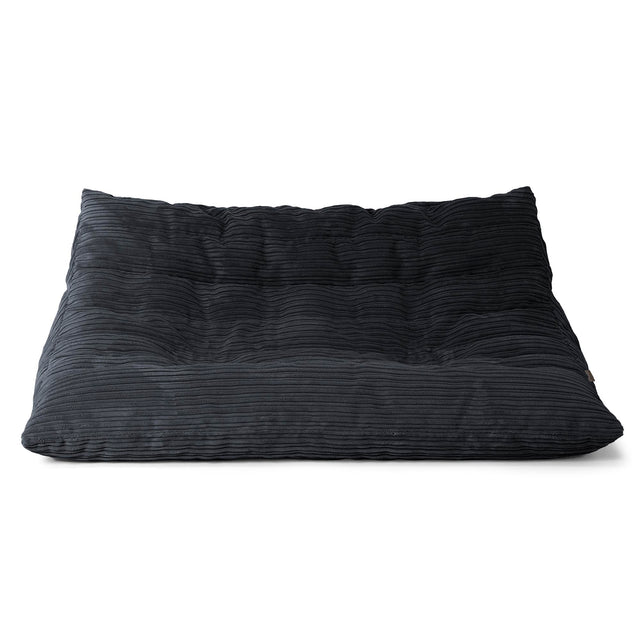 Divano Pouf da Pavimento Noah - Velluto a Coste Nero 01