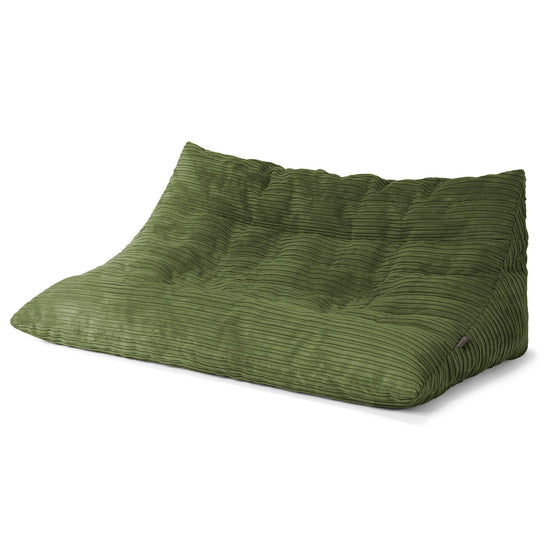 Divano Pouf da Pavimento Noah - Velluto a Coste Verde Foresta 02